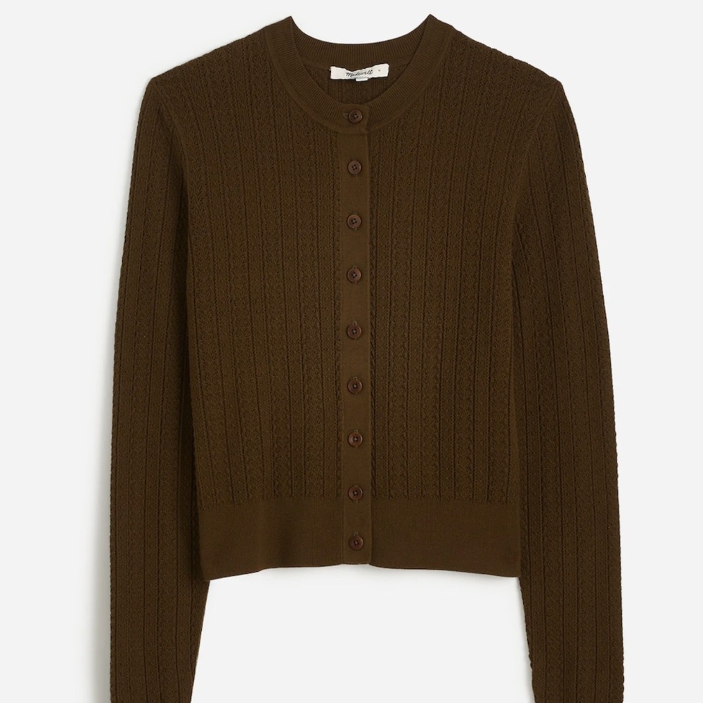 NWT Madewell Signature Open-Knit Cardigan, Dark Olive, Size Medium